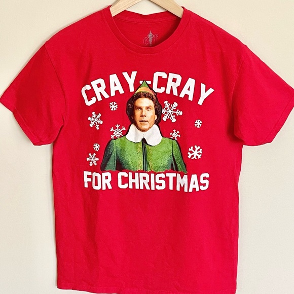 ELF Movie “Cray-Cray For Christmas” Graphic Red T Shirt Adult size Medium - Picture 3 of 9